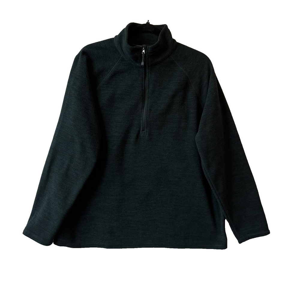 Eddie Bauer Fleece Pullover Women's XL Evergreen Green 1/4 Zip Sweater Cozy